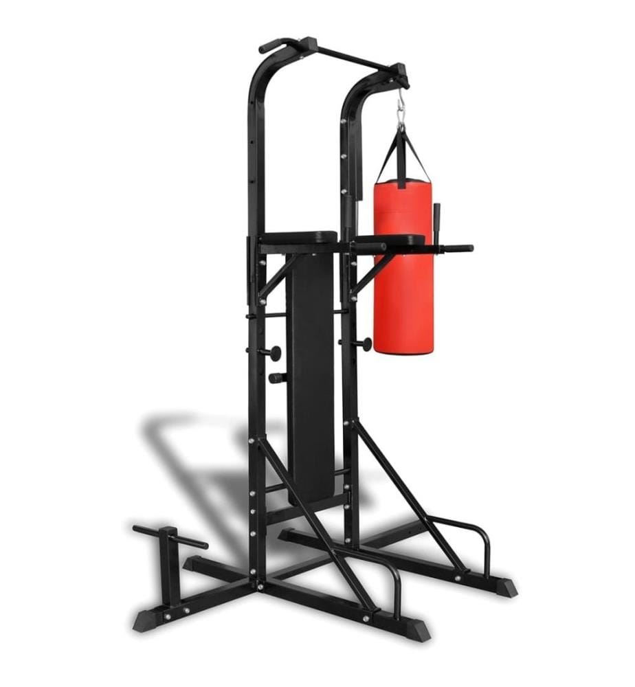 Fitness Kraftturm mit Trainingsbank und Boxsack