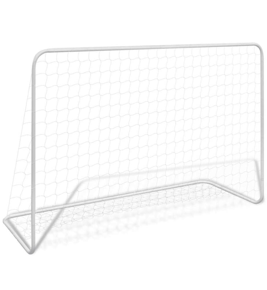 Fussballtor mit Netz 182×61×122 cm Stahl Weiss