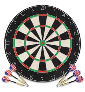 Jeu de cibles professionnel en sisal avec 6 fléchettes