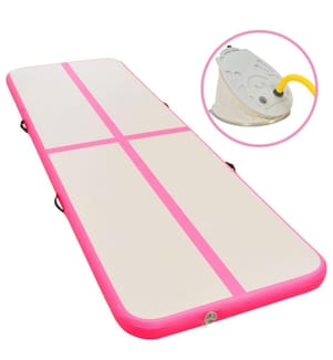 Aufblasbare Gymnastikmatte mit Pumpe 400x100x10 cm PVC Rosa