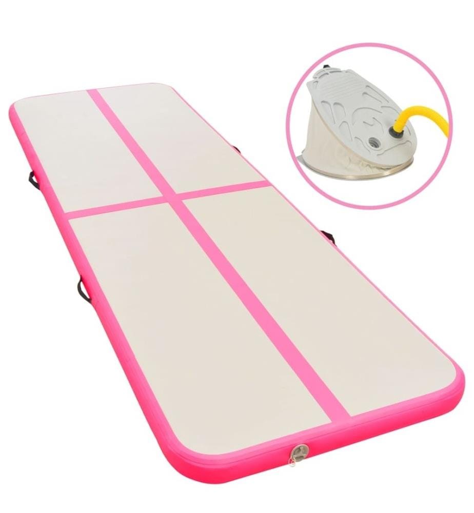 Aufblasbare Gymnastikmatte mit Pumpe 500x100x10 cm PVC Rosa
