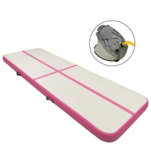 Aufblasbare Gymnastikmatte mit Pumpe 300x100x15 cm PVC Rosa