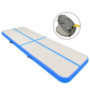 Aufblasbare Gymnastikmatte mit Pumpe 400x100x15 cm PVC Blau