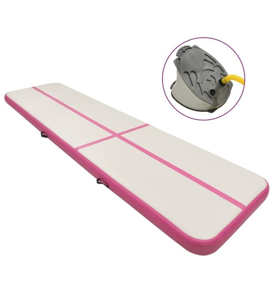 Aufblasbare Gymnastikmatte mit Pumpe 700x100x20 cm PVC Rosa