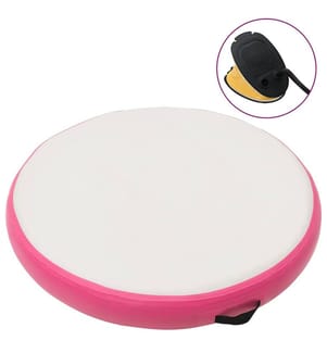 Aufblasbare Gymnastikmatte mit Pumpe 100x100x15 cm PVC Rosa