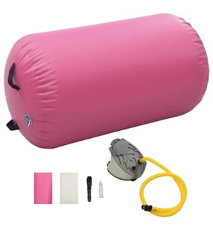 Aufblasbare Gymnastik-Rolle mit Pumpe 100x60 cm PVC Rosa