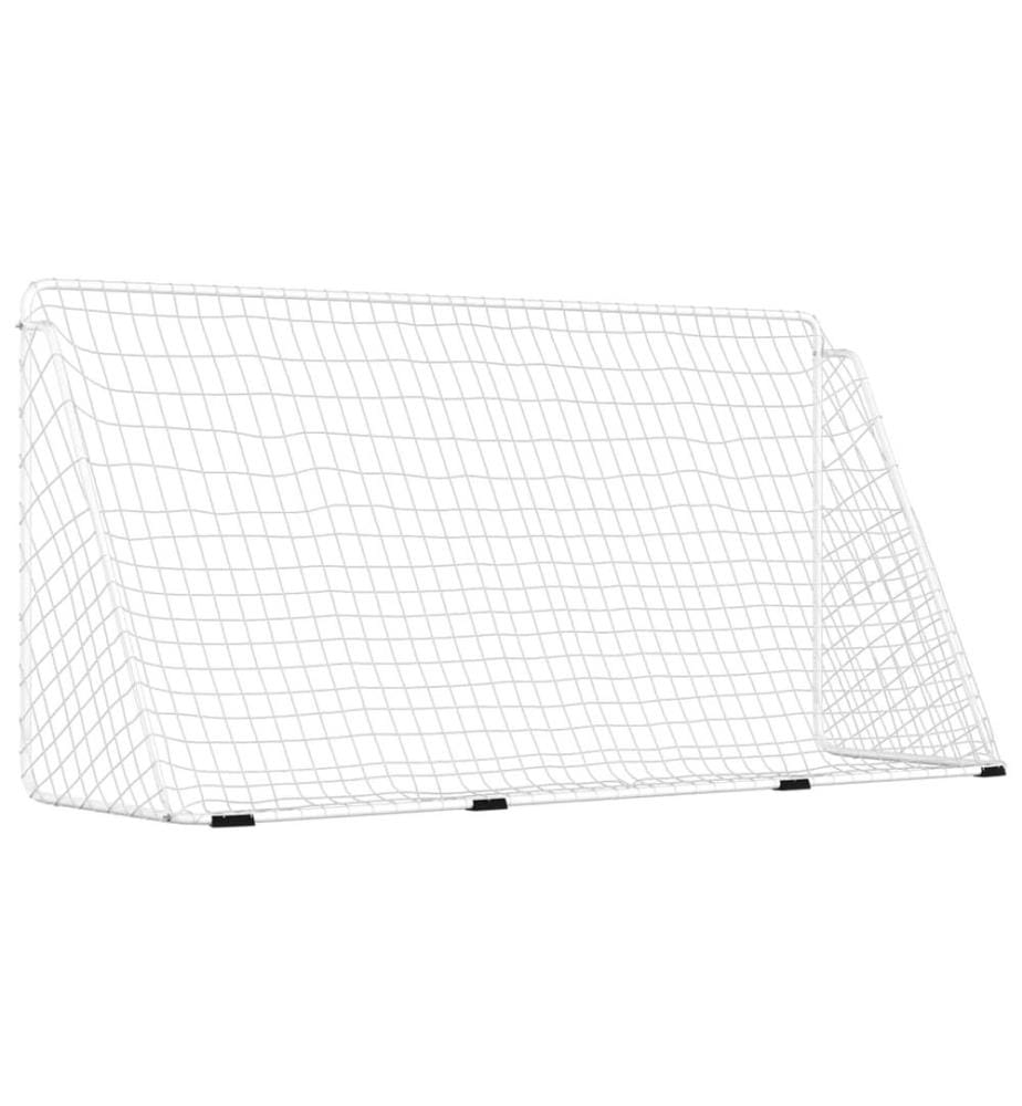 Fussballtor mit Netz Weiss 366x122x182 cm Stahl