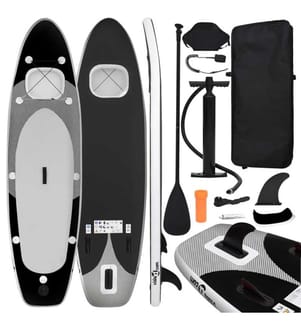 SUP-Board-Set Aufblasbar Schwarz 360x81x10 cm