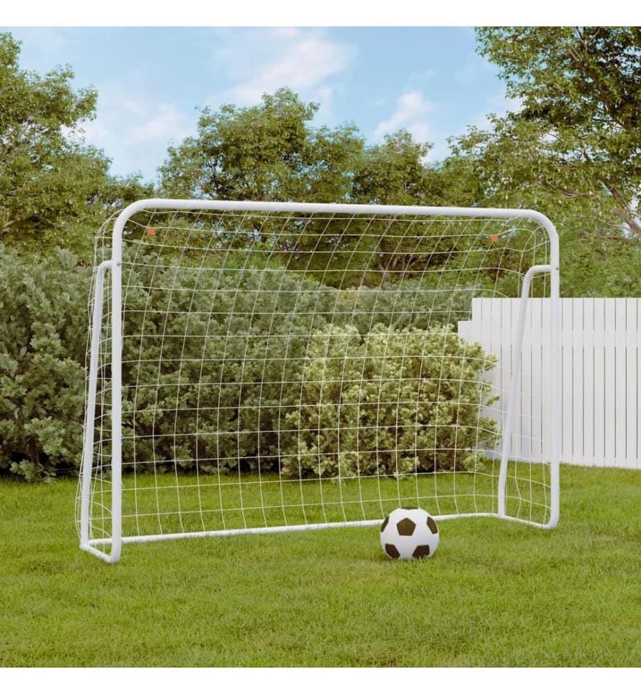 Fussballtor mit Netz Weiss 214x75x152 cm Stahl & Polyester