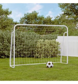 Fussballtor mit Netz Weiss 214x75x152 cm Stahl & Polyester