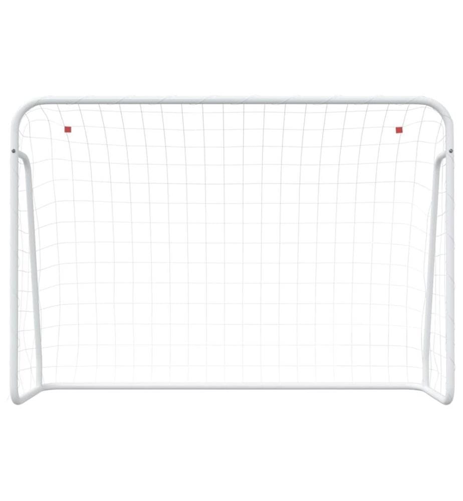Fussballtor mit Netz Weiss 214x75x152 cm Stahl & Polyester