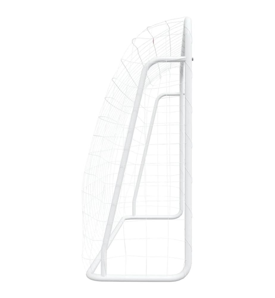 Fussballtor mit Netz Weiss 214x75x152 cm Stahl & Polyester