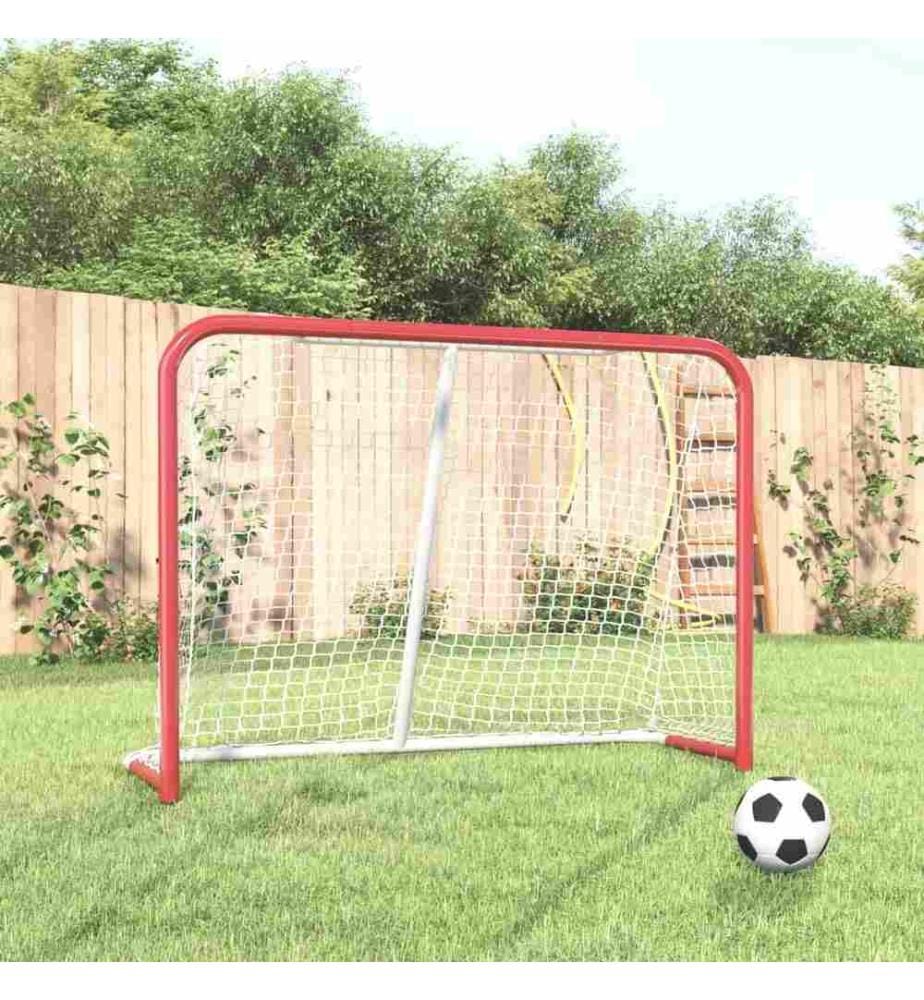 Hockeytor mit Netz Rot & Weiss 153x60x118 cm Stahl & Polyester