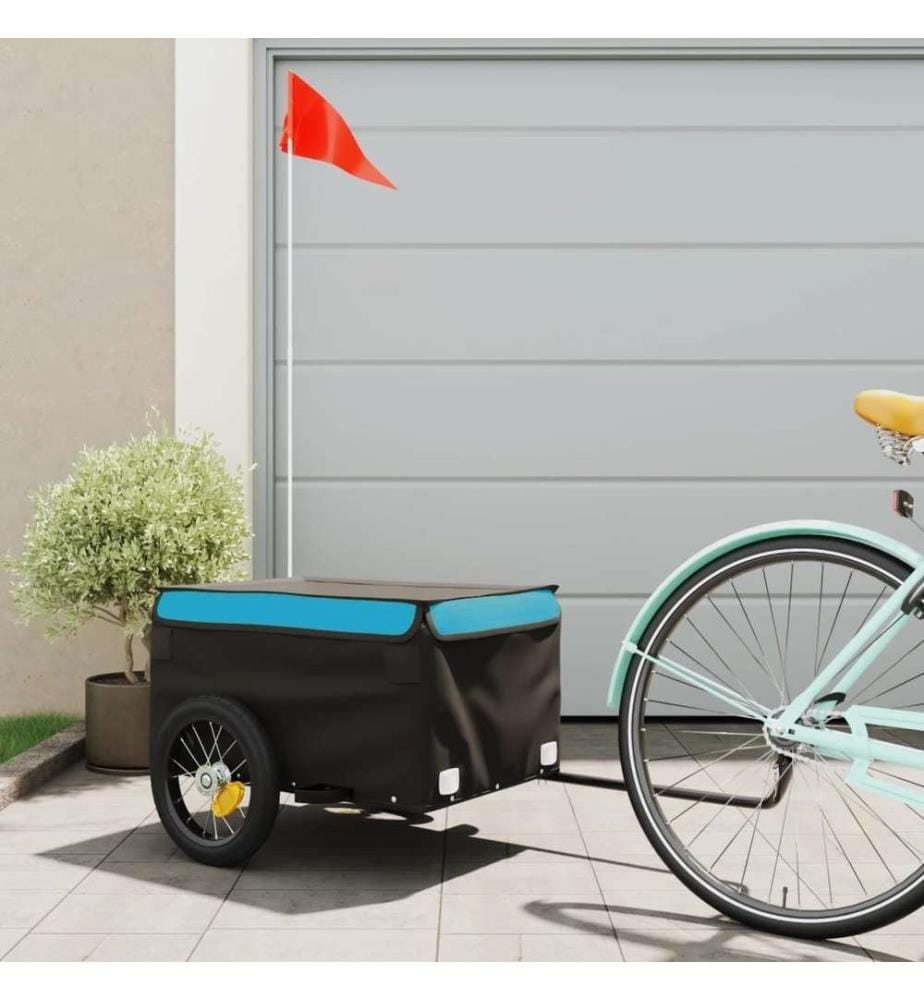 Remorque de vélo noir et bleu 30 kg fer