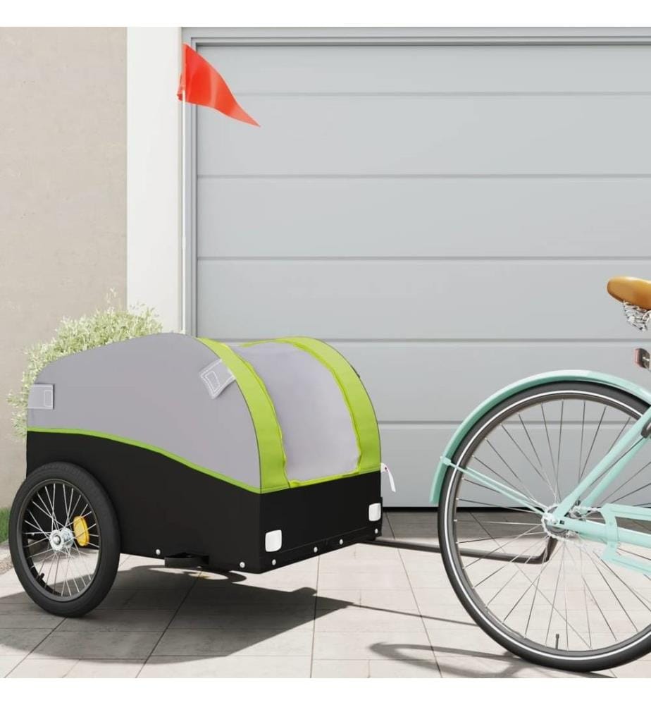 Remorque de vélo noir et vert 45 kg fer