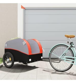 Fahrradanhänger Schwarz und Orange 45 kg Eisen