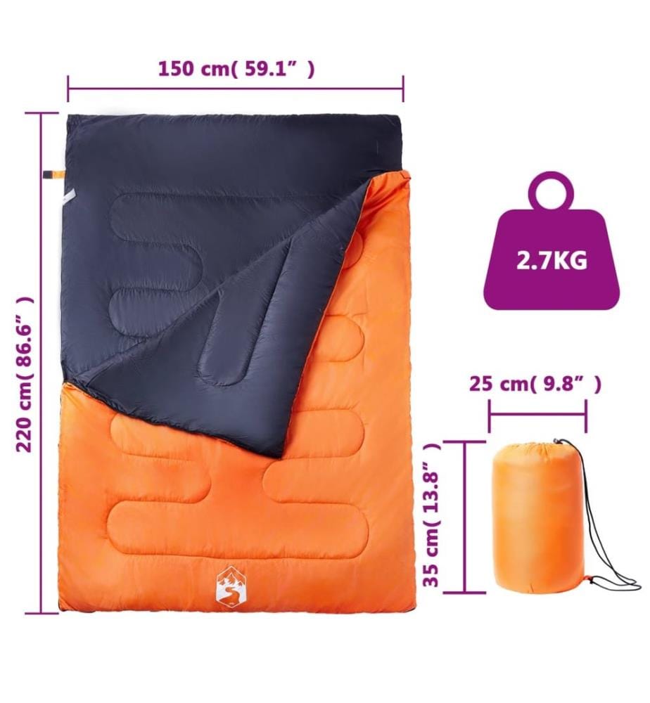Sac de couchage double et oreillers adultes camping 3-4 saisons