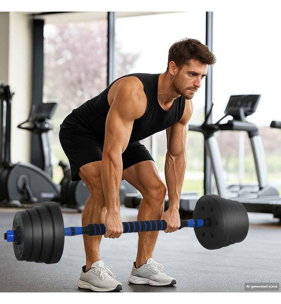 Set manubri-bilanciere 2-in-1 30 kg Nero e Blu