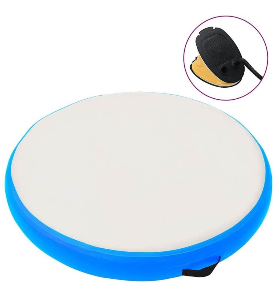 Inflatable gymnastics mat with pump 100x100x15cm PVC Blue