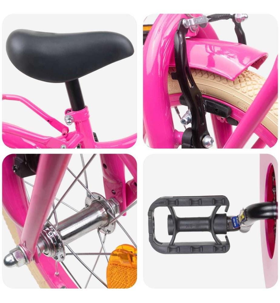 Bicicletta per bambini da 14 pollici per bambini da 3 a 5 anni rosa scuro