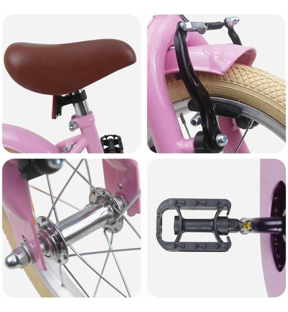 Bicicletta per bambini da 14 pollici per bambini da 3 a 5 anni rosa chiaro