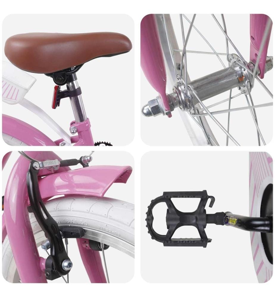 Bici per Bambini 18 Pollici per i 5-7 anni Rosa chiaro