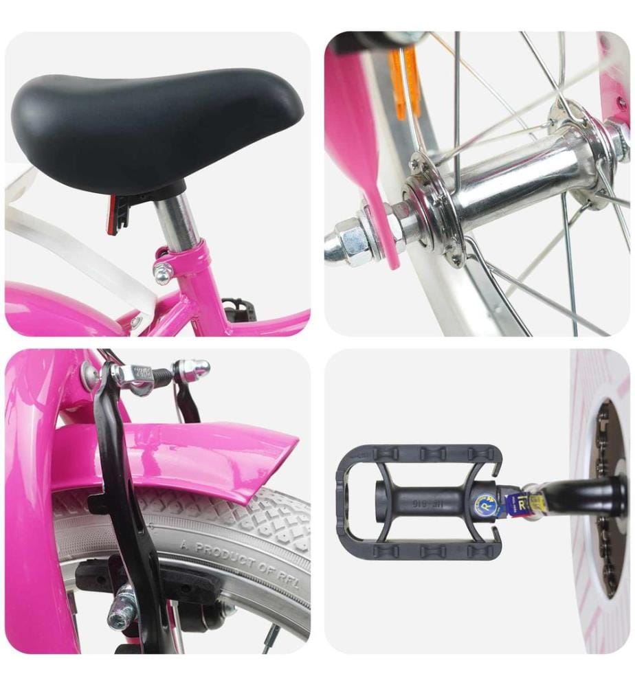 Bicicletta per bambini da 14 pollici per bambini da 3 a 5 anni rosa scuro