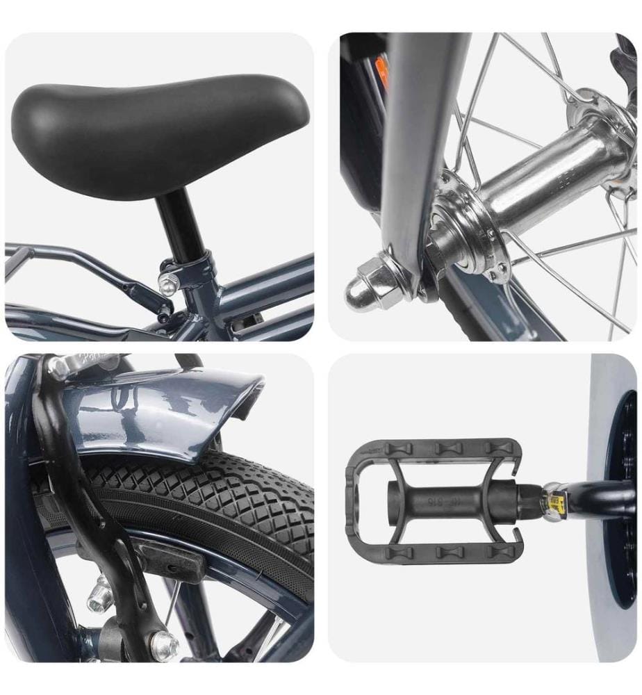Bicicletta per bambini da 16 pollici per bambini da 4 a 6 anni grigio scuro