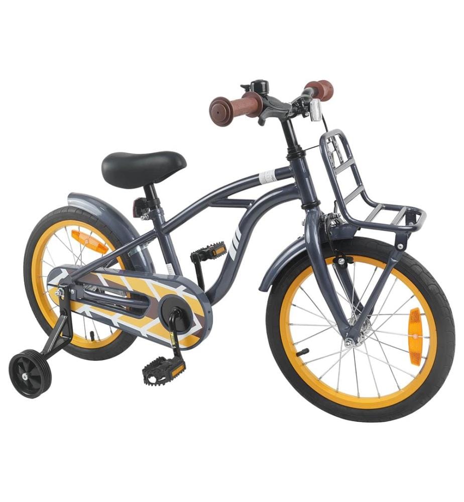 Bicicletta per bambini da 16 pollici per bambini da 4 a 6 anni grigio scuro