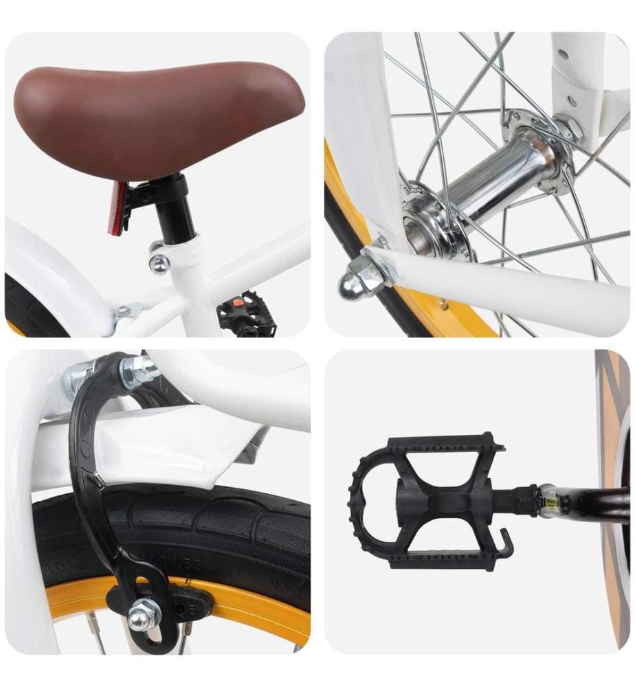 Bicicletta per bambini da 16 pollici per bambini da 4 a 6 anni bianco