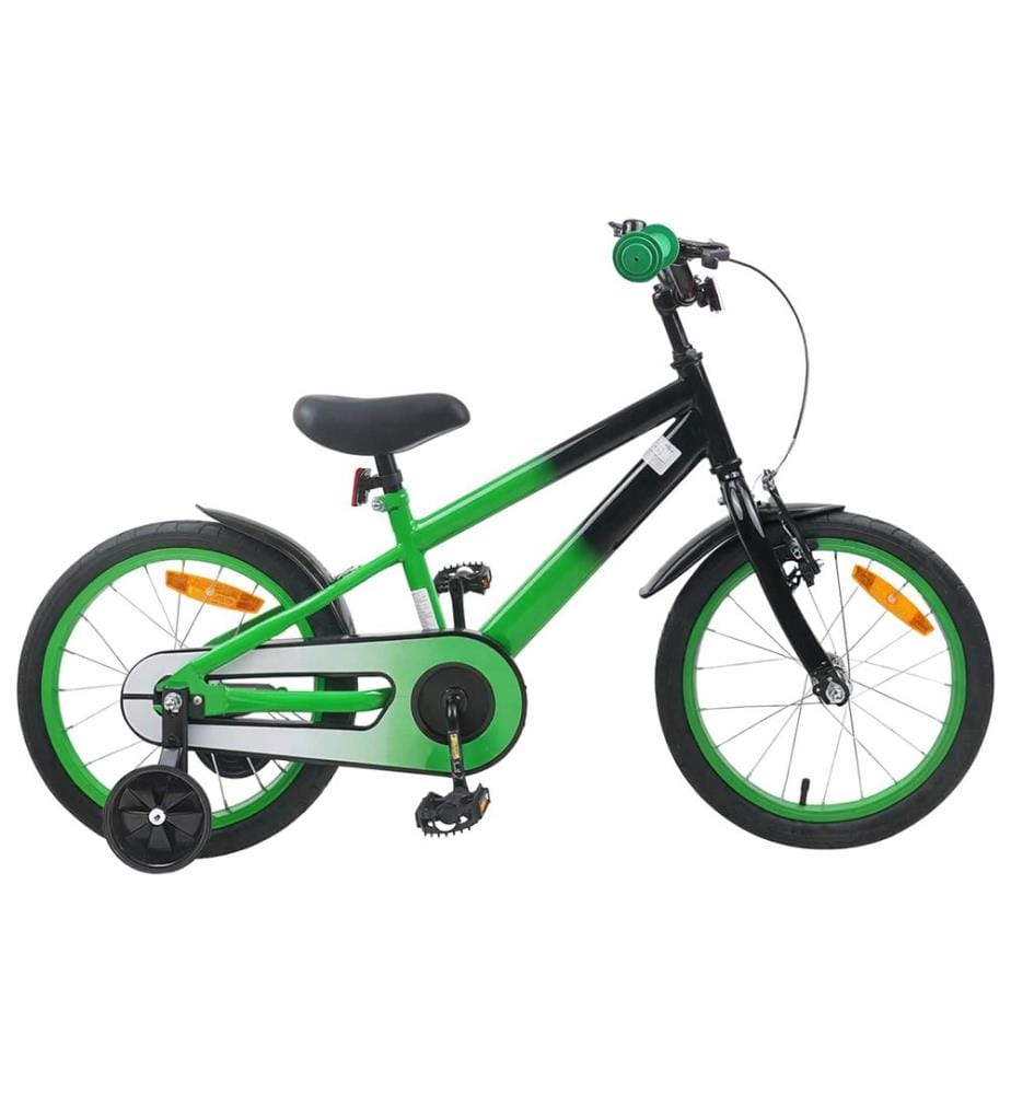 Bicicletta per bambini da 16 pollici per bambini da 4 a 6 anni verde nero