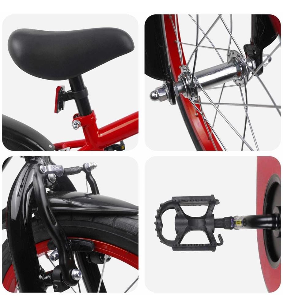 Bicicletta per bambini da 16 pollici per bambini da 4 a 6 anni rosso nero