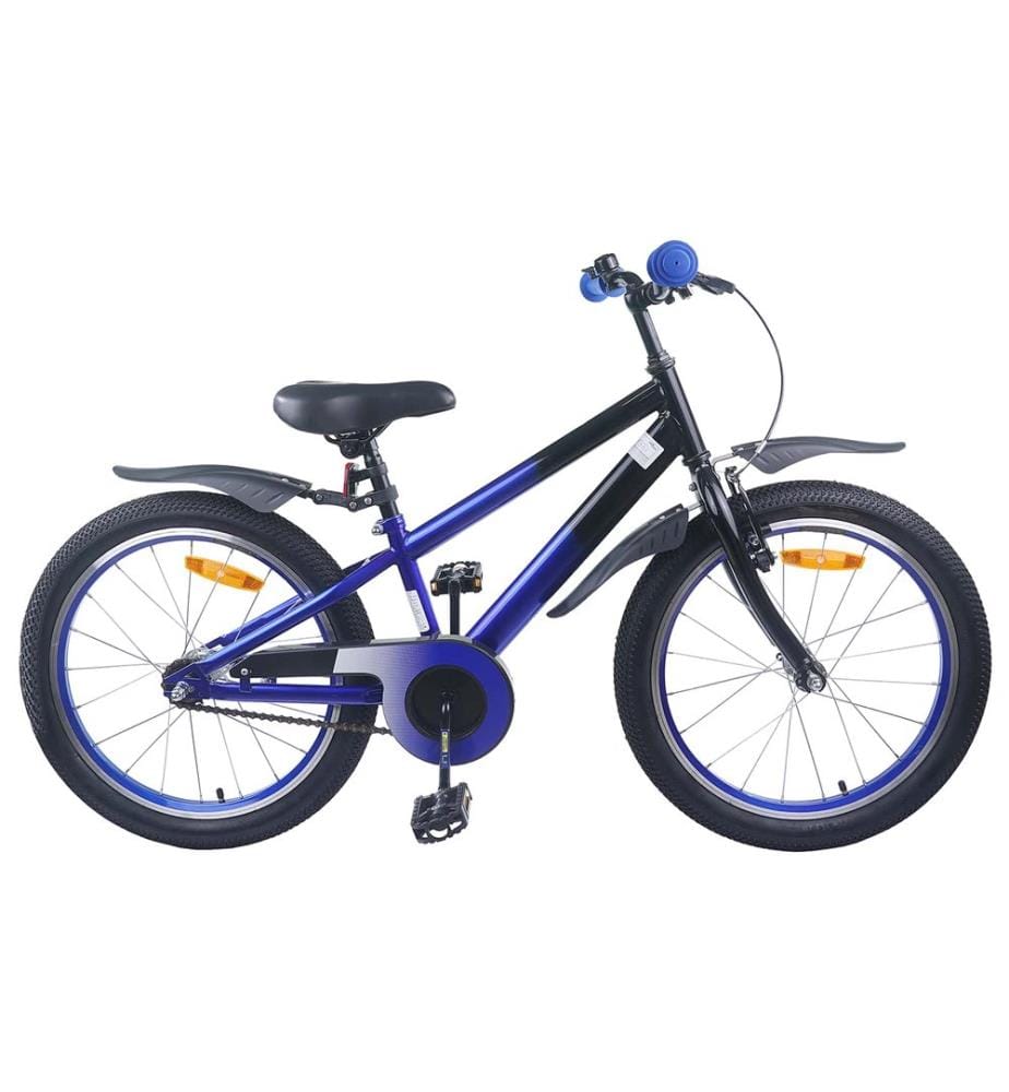 Bicicletta per Bambini 18 Pollici per i 5-7 anni Blu Nero