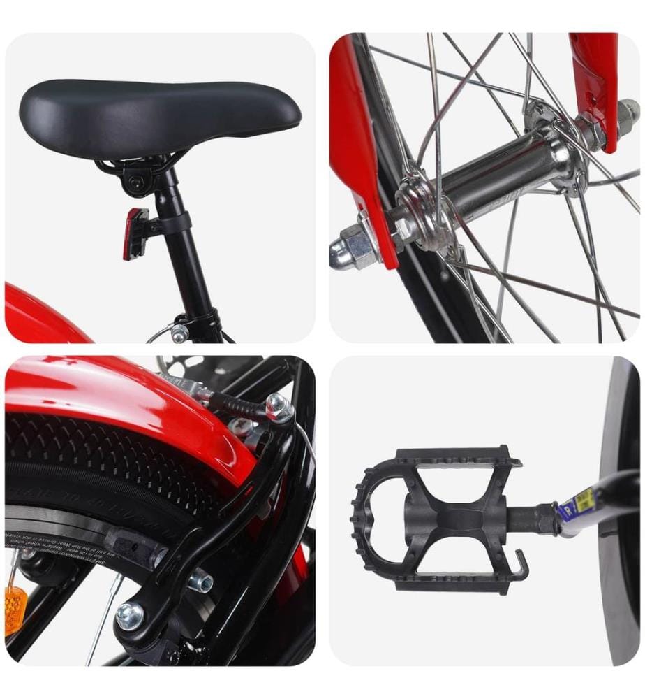 Kinderfahrrad 18 Zoll for 5-7 Years Old Schwarz Rot