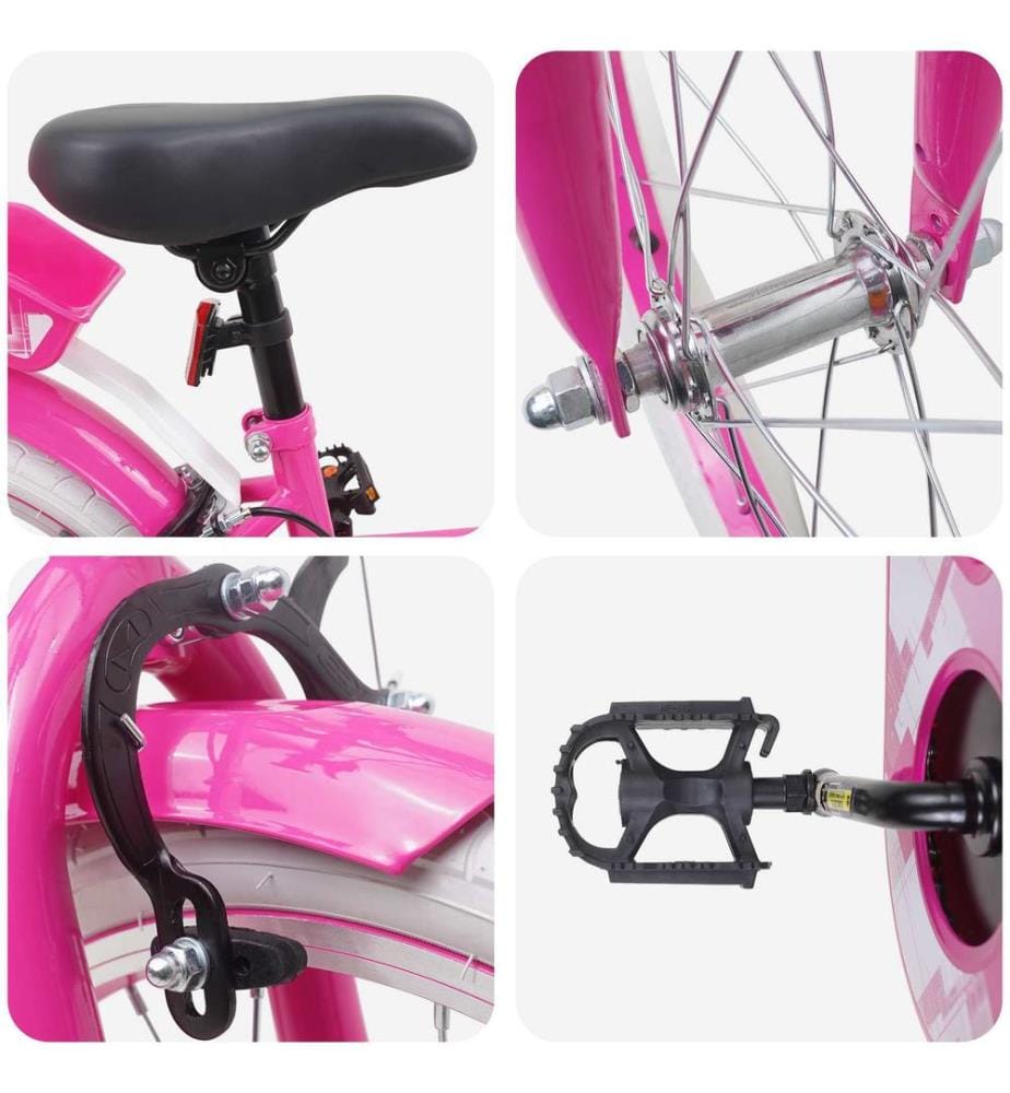 Bicicletta per Bambini 18 Pouces per i 5-7 anni Rosa