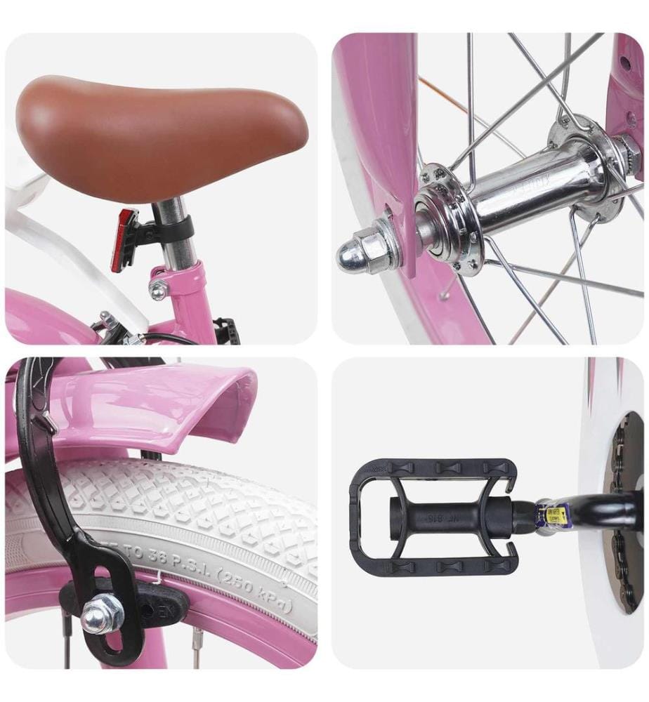 Bicicletta per bambini da 16 pollici per bambini da 4 a 6 anni rosa chiaro