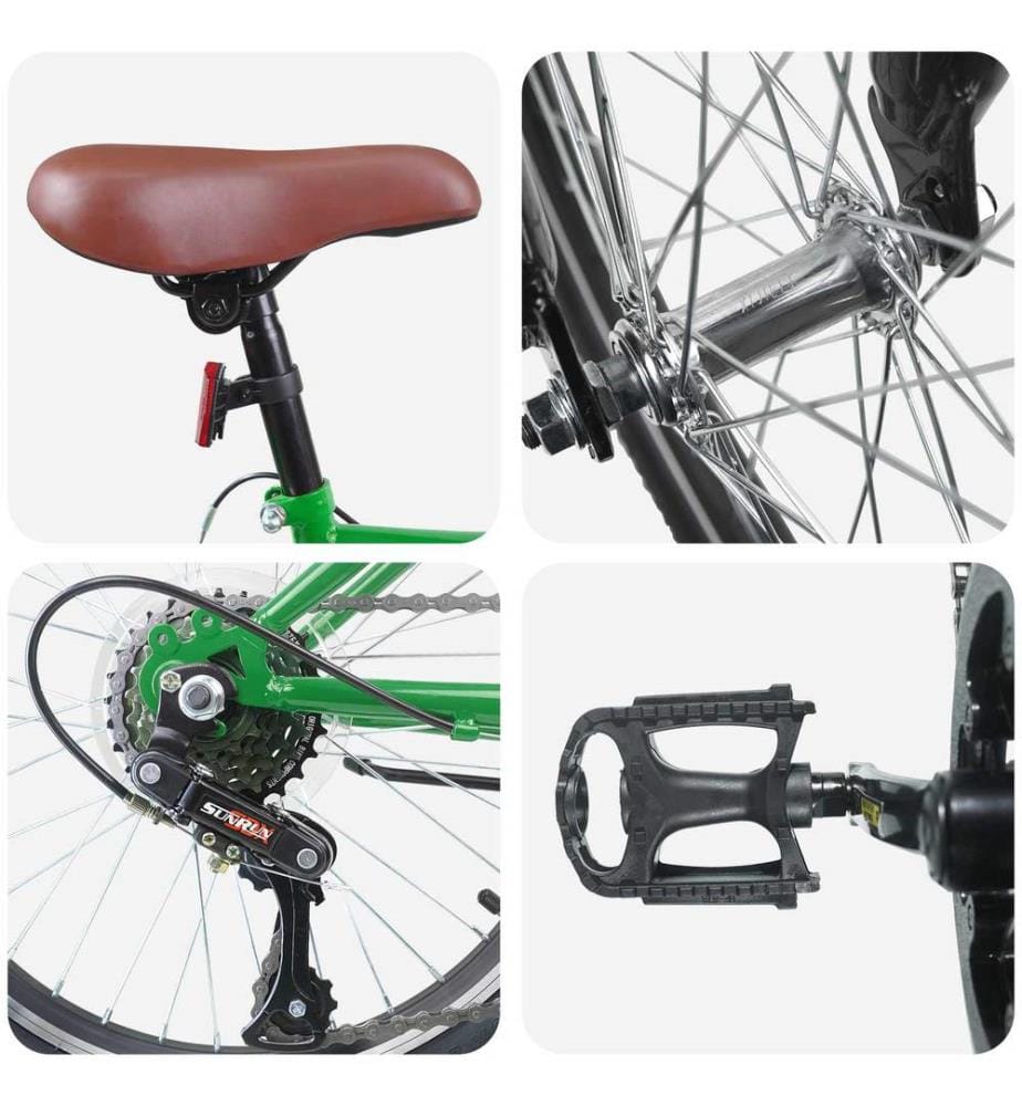 Bicicletta per Bambini 24 Pollici 6-Speed per gli 8-12 anni Verde