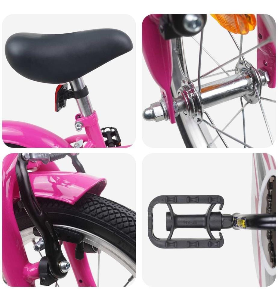 Bicicletta per bambini da 14 pollici per bambini da 3 a 5 anni rosa scuro