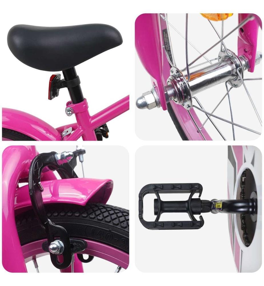 Bicicletta per bambini da 14 pollici per bambini da 3 a 5 anni rosa scuro