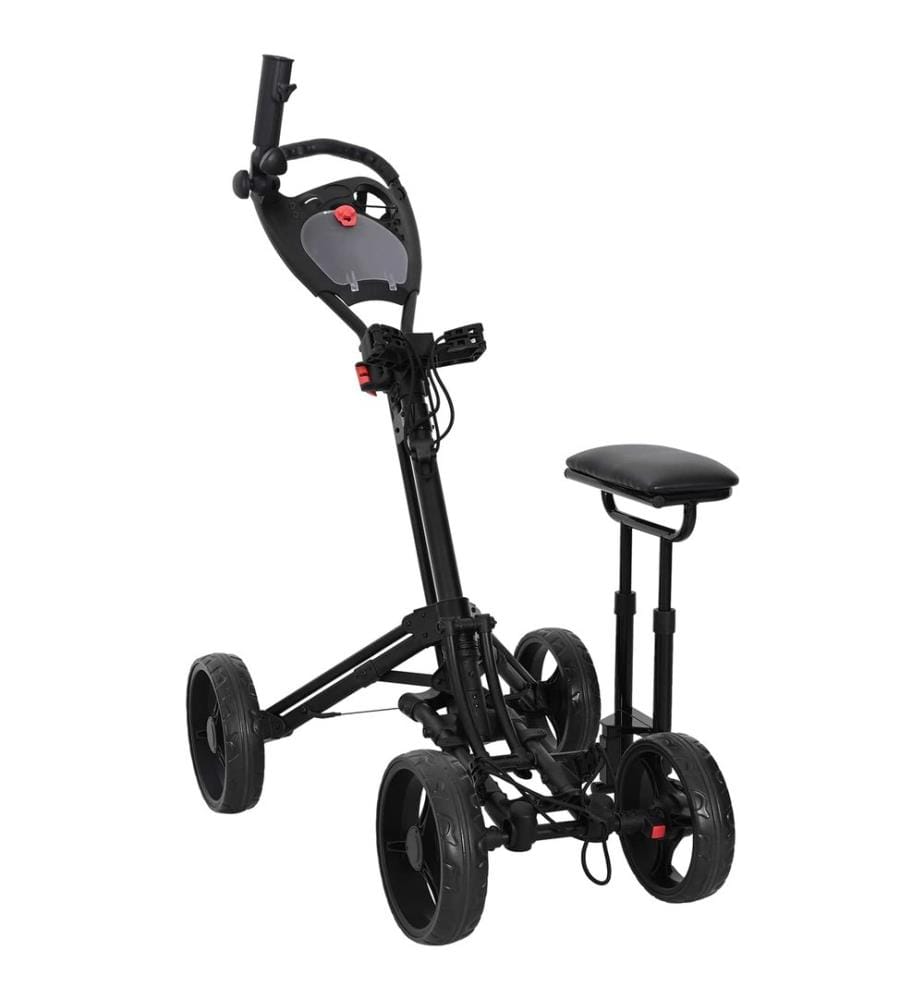 Trolley da golf con sedile Nero Alluminio Pieghevole