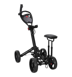 Trolley da golf con sedile Nero Alluminio Pieghevole