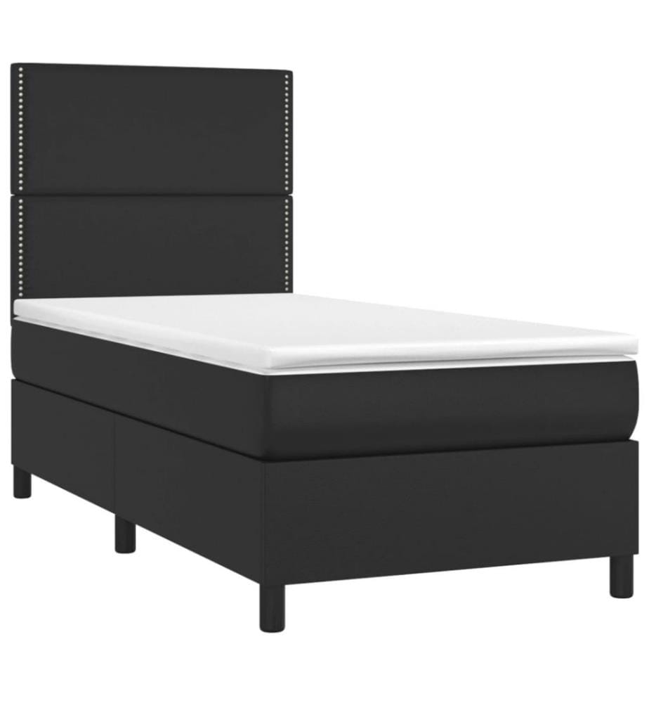 Boxspringbett mit Matratze & LED Schwarz 90x190 cm Kunstleder