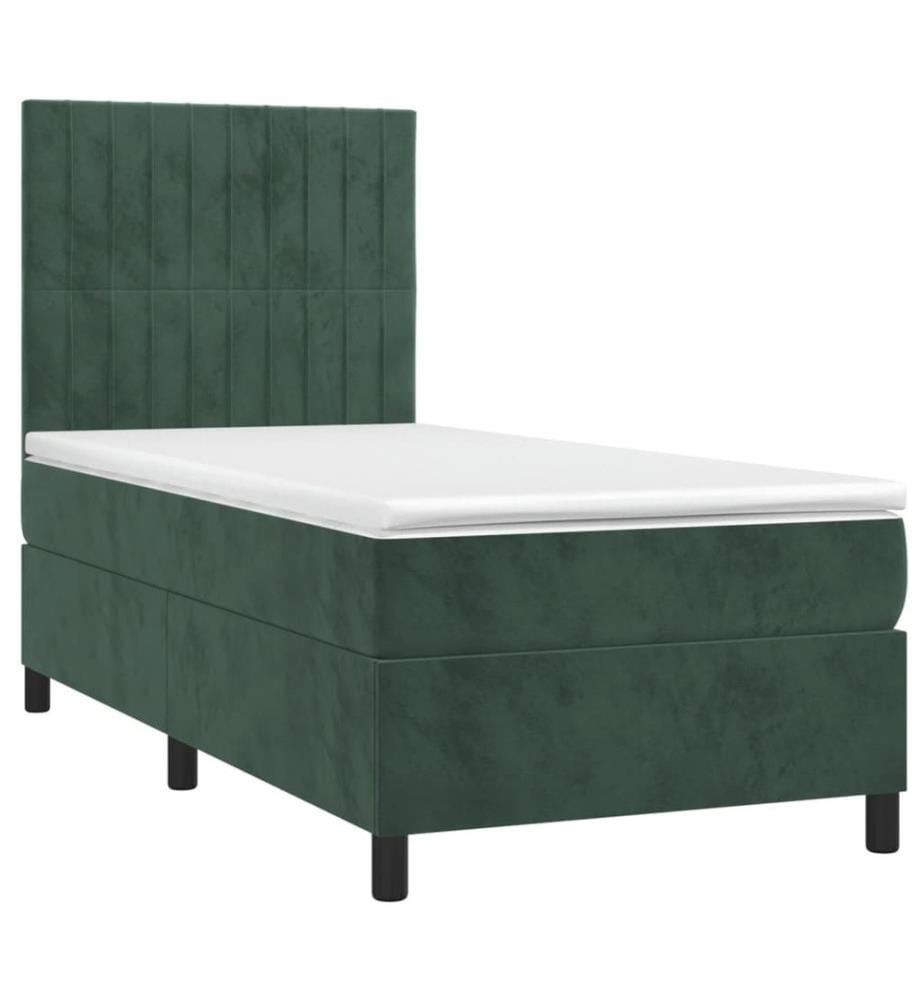 Sommier à lattes de lit matelas LED Vert foncé 90x190cm Velours