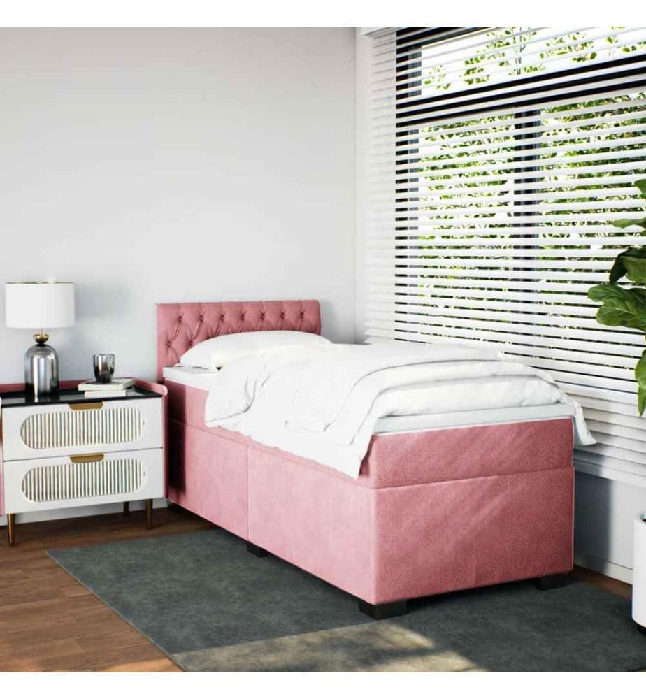 Sommier à lattes de lit avec matelas Rose 100x200 cm Velours