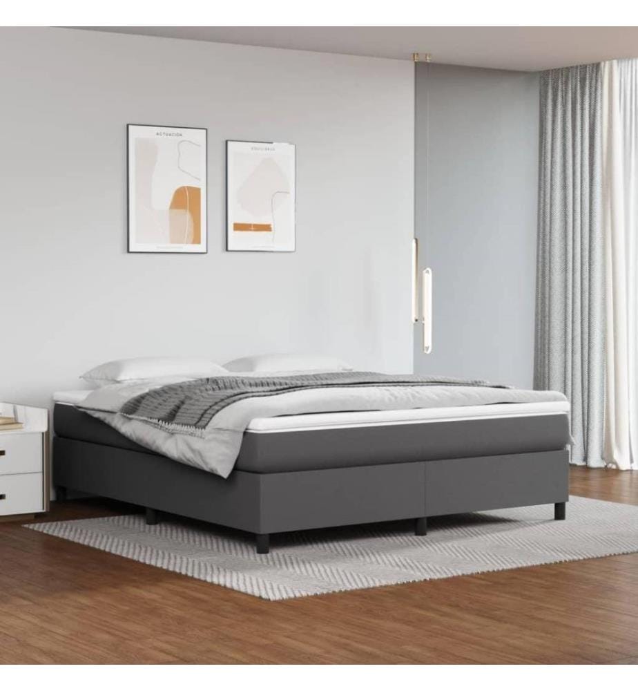 Boxspringbett Grau 180x200 cm Kunstleder