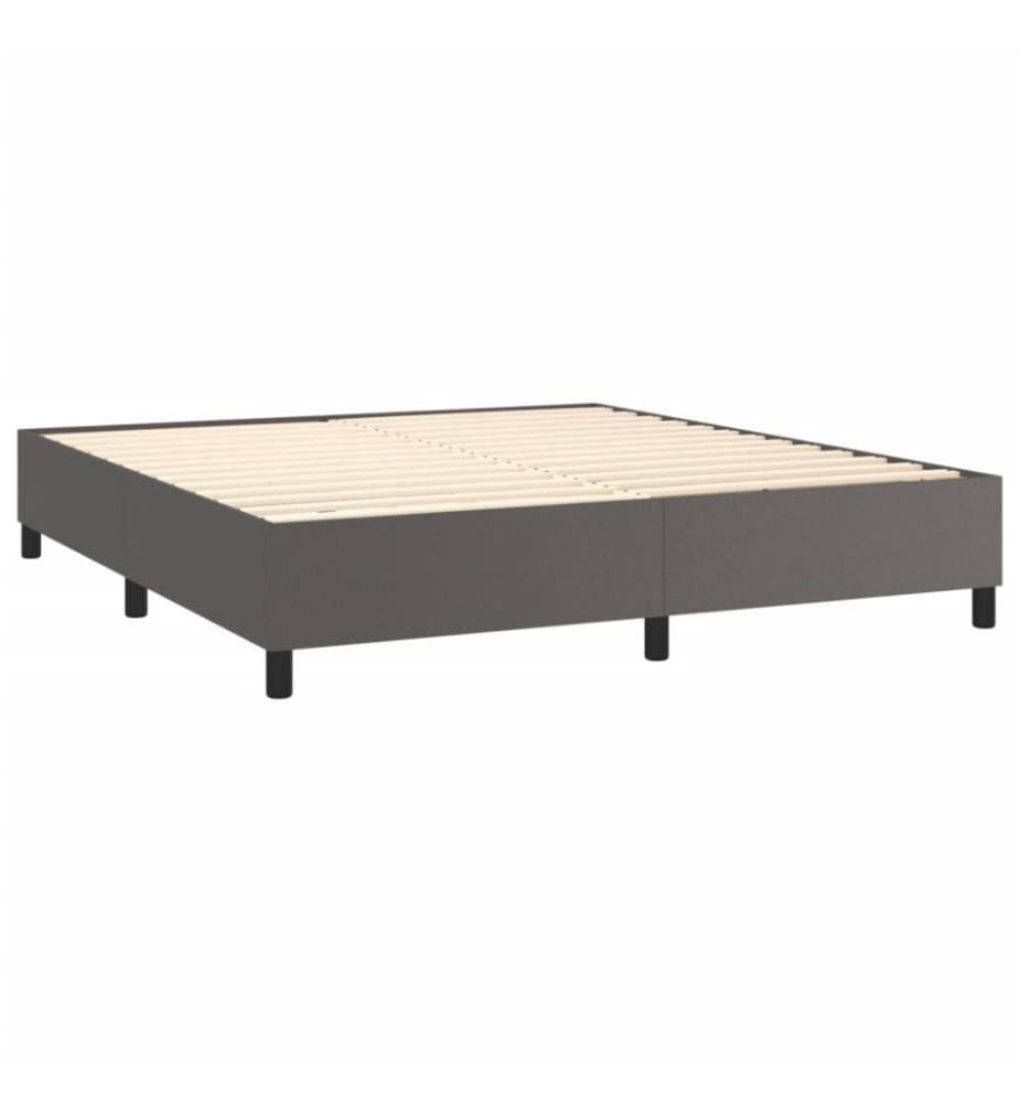 Boxspringbett Grau 180x200 cm Kunstleder