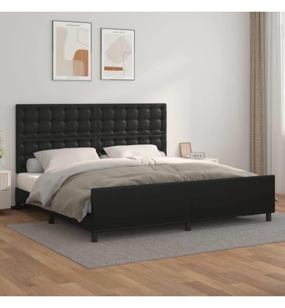 Bettgestell mit Kopfteil Schwarz 200x200 cm Kunstleder