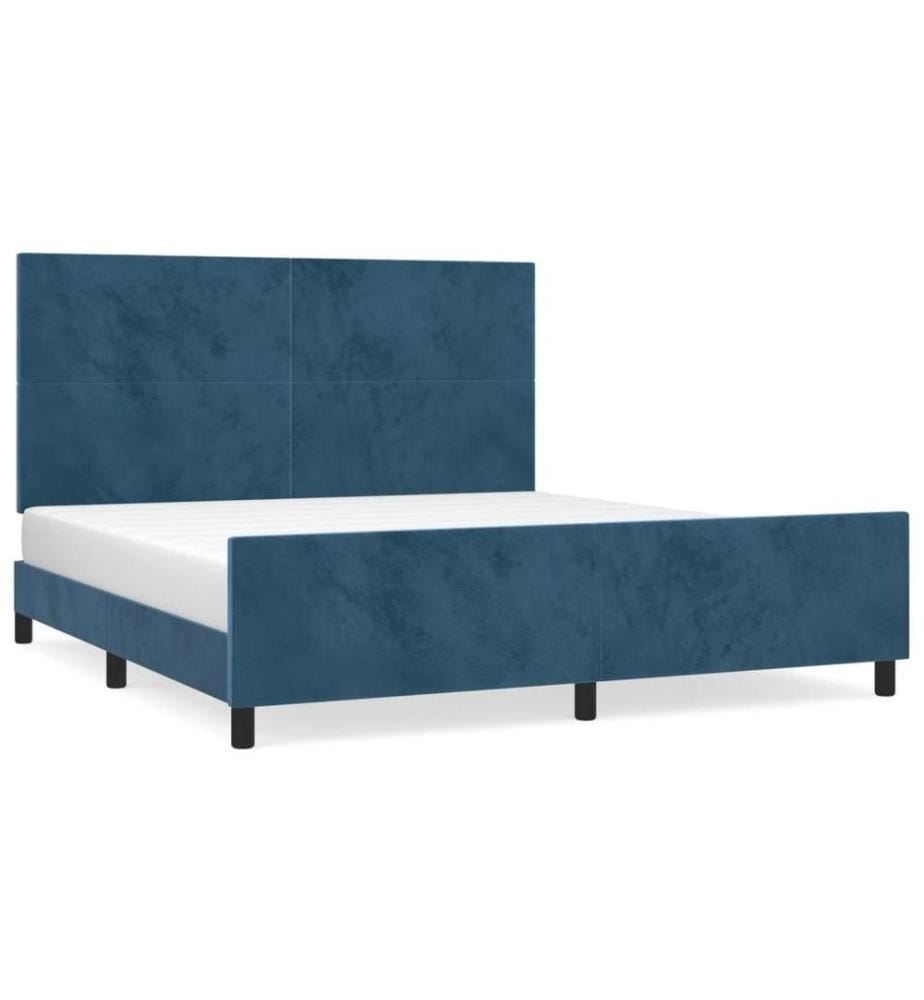 Cadre de lit avec tête de lit Bleu foncé 180x200 cm Velours
