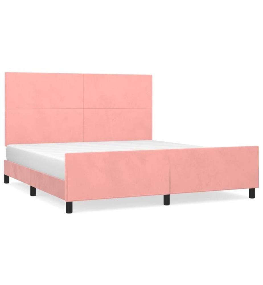 Cadre de lit avec tête de lit Rose 180x200 cm Velours