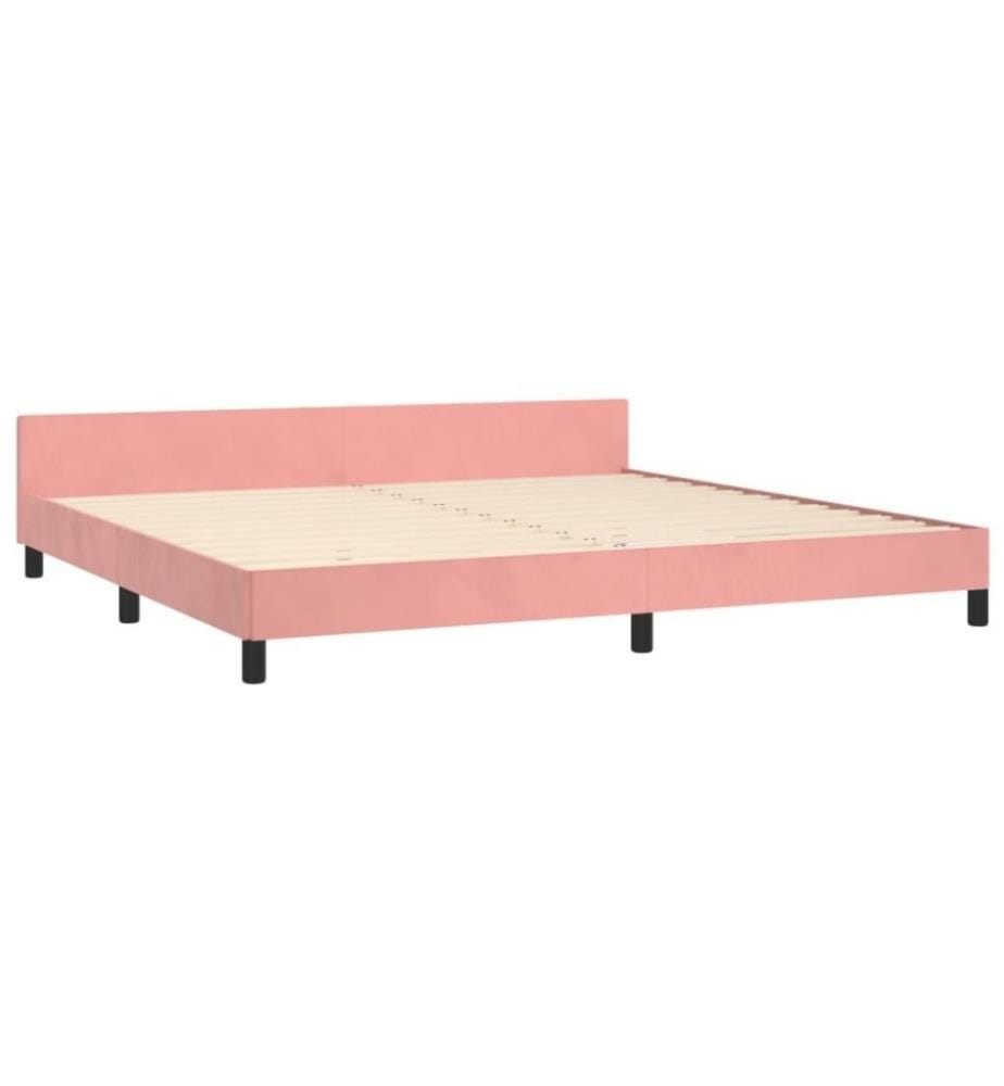 Cadre de lit avec tête de lit Rose 200x200 cm Velours